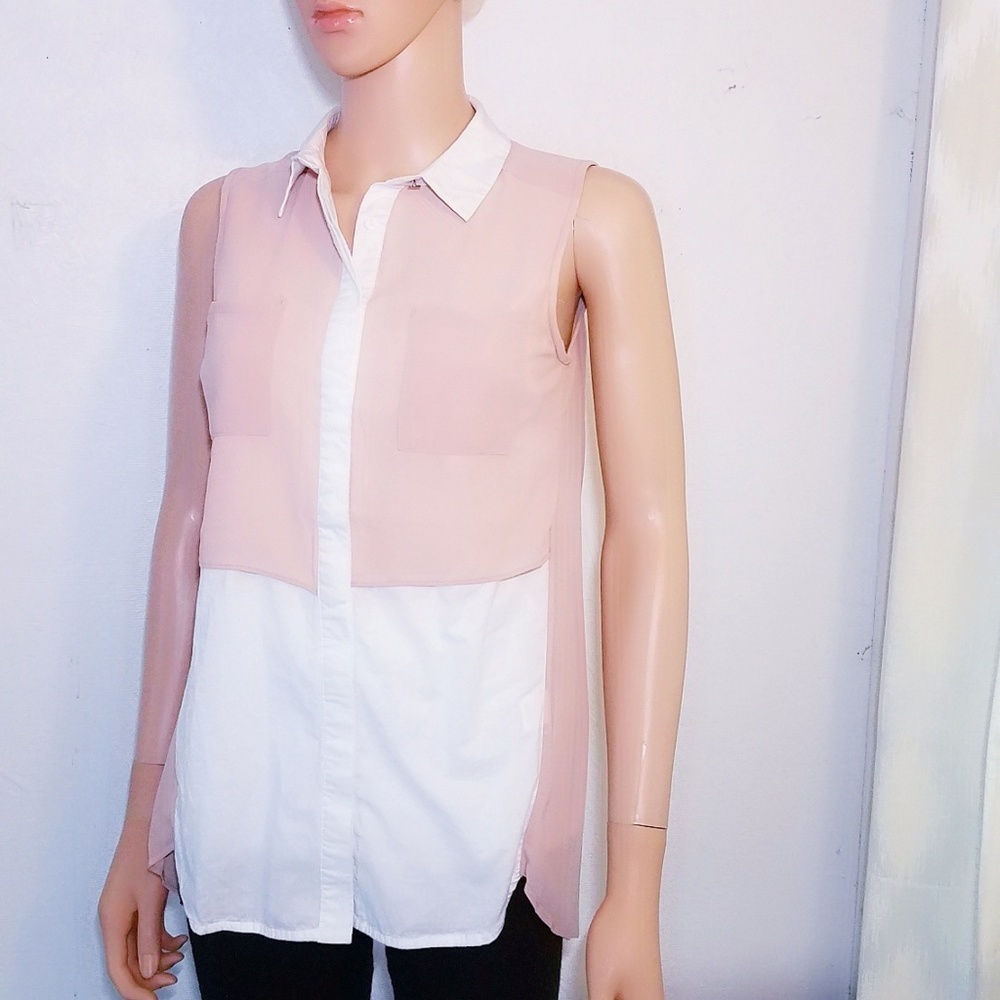 🍒5/$25🍒High Low Blouse Pleated Back Collar Small